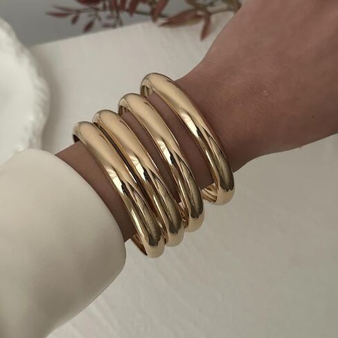 Gold and Silver Bangles Bracelets for Women Chunky Bangles Bracelets for Women Trendy in Kuwait