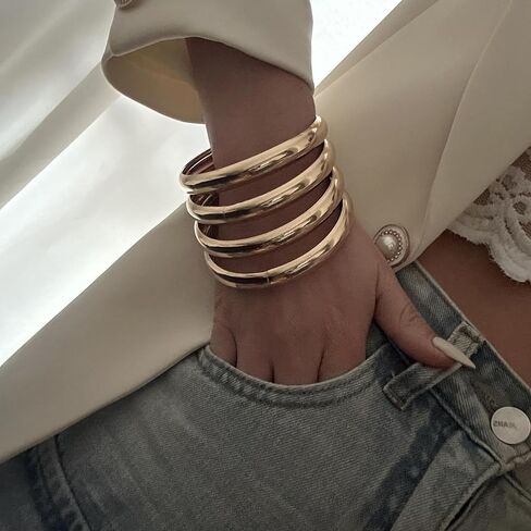Gold and Silver Bangles Bracelets for Women Chunky Bangles Bracelets for Women Trendy in Kuwait