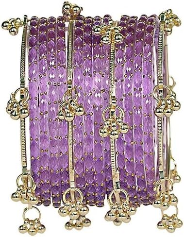 Kashmiri Ghungroo glass Bangles set Viral Raindrop Multi Set for Women and Girls Set of 16 Pcs Dark Green in Kuwait