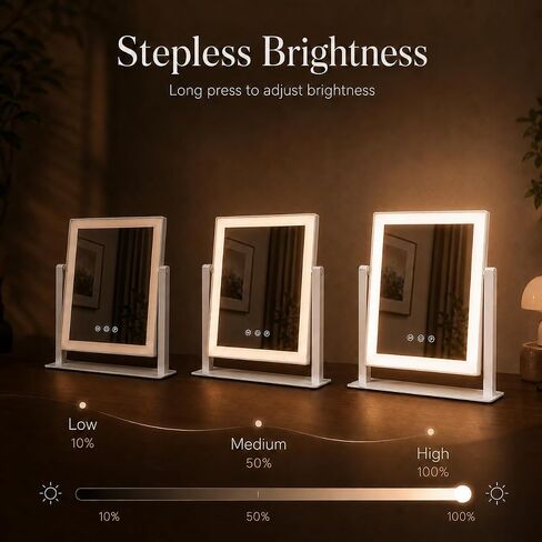 DECADENCE 14.1 Inch LED Vanity Makeup Mirror with Lights for Women and Mom, 10X/5X Detachable Magnifiers, 3 Color Modes, Dimmable Touch Control, 360 Degree Rotation, Tabletop Cosmetic Mirror in Kuwait