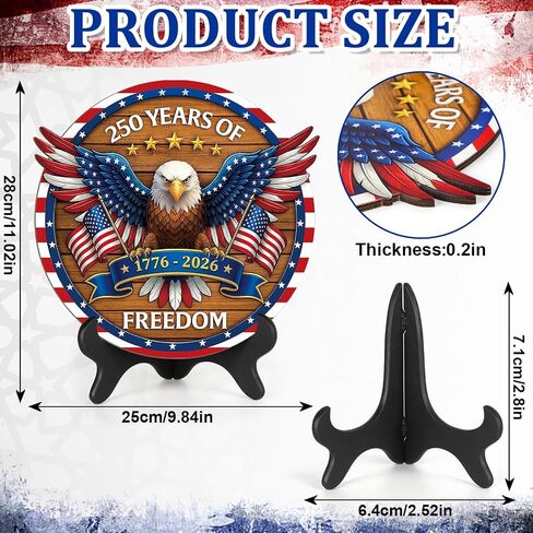 250 Anniversary USA Decorations 4th of July Patriotic Memorial Day Table Sign Independence Day Table Centerpieces Indoor Wood Americana Eagle Tiered Tray Decor Desk Veterans Day for Home Office Shelf in Kuwait