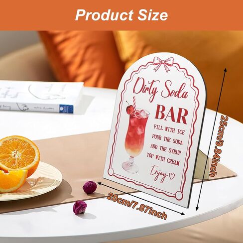Wood Dirty Soda Bar Sign for Party Decor, Dirty Soda Bar Supplies Standing Sign, Reusable for Home & Birthday Party Decorations, Retirement, Anniversary in Kuwait