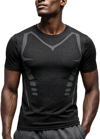 Mens Workout Shirts Short Sleeve Black T Shirts, Athletic Running Gym Shirts for Men, Mens Moisture Wicking Tee Tops in Saudi Arabia