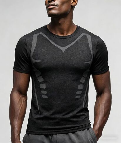 Mens Workout Shirts Short Sleeve Black T Shirts, Athletic Running Gym Shirts for Men, Mens Moisture Wicking Tee Tops in Saudi Arabia