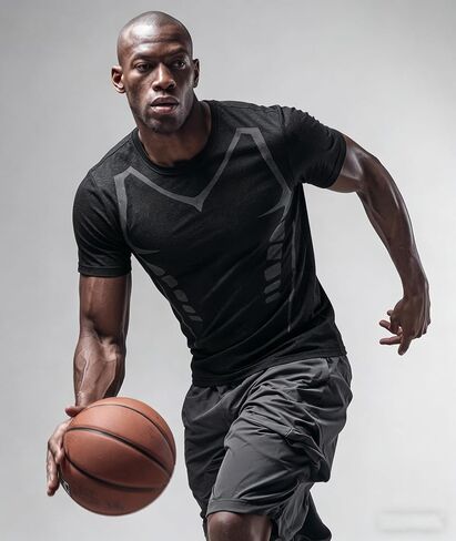 Mens Workout Shirts Short Sleeve Black T Shirts, Athletic Running Gym Shirts for Men, Mens Moisture Wicking Tee Tops in Saudi Arabia