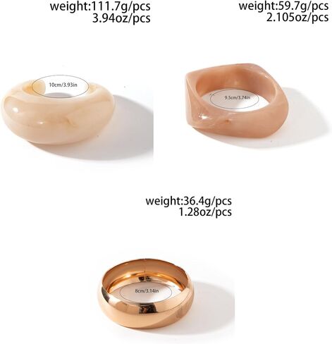CJIAYUJEW Chunky Bangle Bracelets Set for Women 3pcs Colorful Wide Resin Geometric Bangles Trendy Statement Acrylic Stackable Bracelet Jewelry Gift in Kuwait