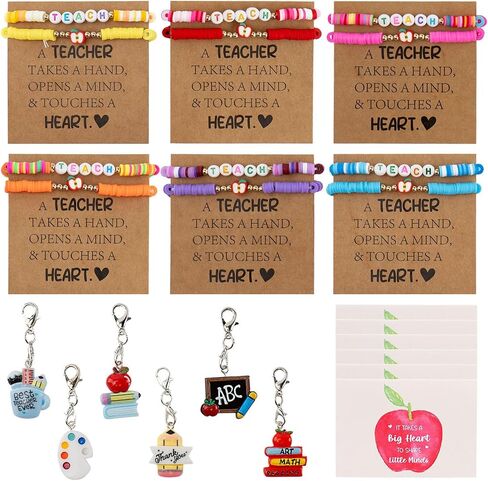 24Pcs Teacher Appreciation Gifts In Bulk, 6 Pack Gift Set With Keychains, Bracelets, Greeting Card, Teacher Appreciation Gifts, Best End Of Year Teachers Gift For Women, Creative Thank You Teachers Supplies in Kuwait