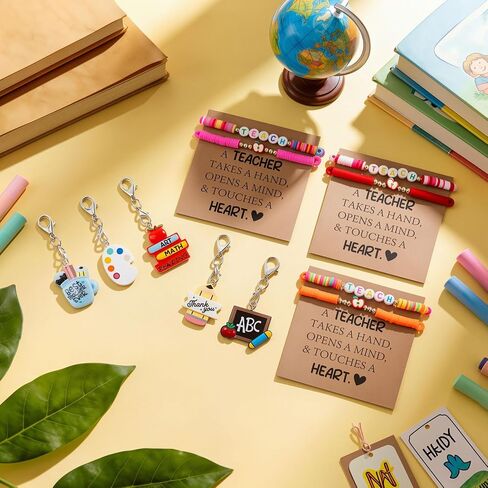 24Pcs Teacher Appreciation Gifts In Bulk, 6 Pack Gift Set With Keychains, Bracelets, Greeting Card, Teacher Appreciation Gifts, Best End Of Year Teachers Gift For Women, Creative Thank You Teachers Supplies in Kuwait