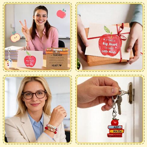 24Pcs Teacher Appreciation Gifts In Bulk, 6 Pack Gift Set With Keychains, Bracelets, Greeting Card, Teacher Appreciation Gifts, Best End Of Year Teachers Gift For Women, Creative Thank You Teachers Supplies in Kuwait