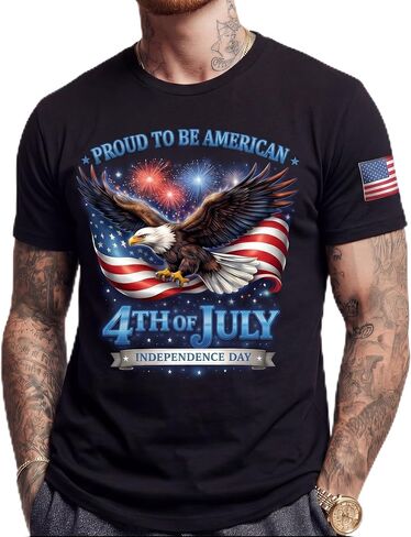 Huukeay 4th of July Shirts for Men Patriotic American Flag Top USA Independence Day 250th Anniversary Short Sleeve Tee in Kuwait