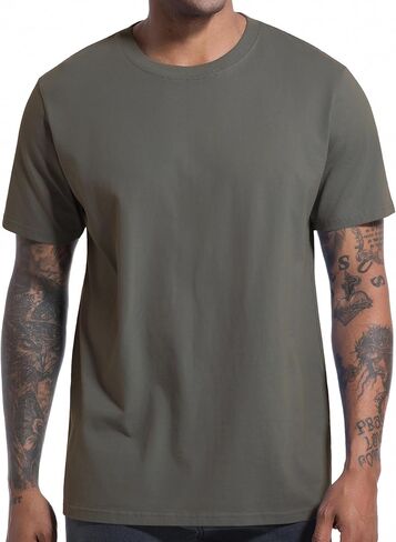 VEIISAR Men's T-Shirt 210 GSM Medium Weight 100% Cotton (Pre-Washed) - Soft & Comfortable Fabric Classic Basic T-Shirt in Saudi Arabia