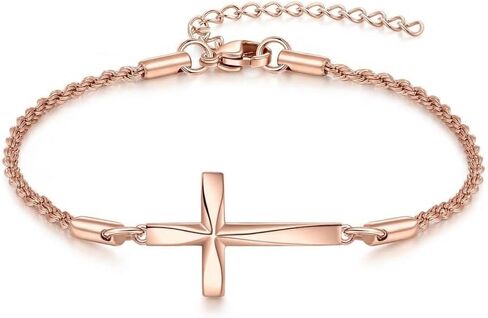 ONEFINITY Cross Bracelet 18k White Gold Plated Origami Cross Bracelet Christian Religious Jewelry Gifts for Women in Saudi Arabia