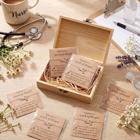 Tondiamo 12 Sets Nurse Gifts for Women CNA Week Gift Bulk 2026 Stethoscope Heart Bracelet Nursing Appreciation Pendant Jewelry Medical Practitioner Doctor Nurse Graduation Gifts for Woman New Nurses in Kuwait