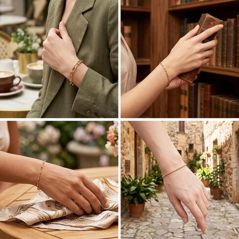 11 Pcs Gold Bracelets Set for Women, Golden Bracelets Stackable Layered Set, Dainty Cuban Link & Paperclip Chain Design, Adjustable 6.69-8.65 Inch in Saudi Arabia