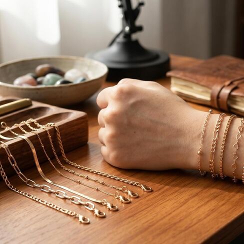 11 Pcs Gold Bracelets Set for Women, Golden Bracelets Stackable Layered Set, Dainty Cuban Link & Paperclip Chain Design, Adjustable 6.69-8.65 Inch in Saudi Arabia