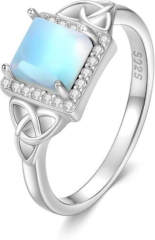 Moonstone Rings for Women 925 Sterling Silver Celtic Square Moonstone Ring Ladies Jewelry Gifts in Saudi Arabia
