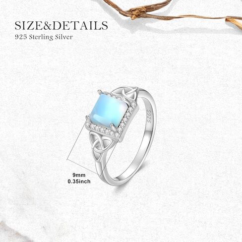 Moonstone Rings for Women 925 Sterling Silver Celtic Square Moonstone Ring Ladies Jewelry Gifts in Saudi Arabia