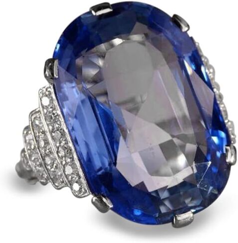 Big Oval Cut Engagement Ring,Blue Topaz Cubic Zirconia Birthstone Ring Statement Cocktail Rings Chunky Costume Jewelry for Women Size 6 to 10 in Saudi Arabia