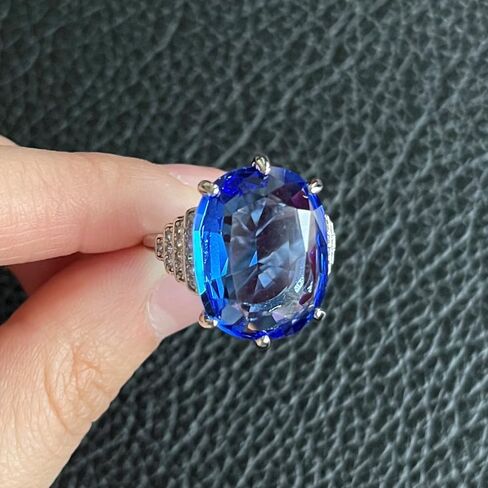 Big Oval Cut Engagement Ring,Blue Topaz Cubic Zirconia Birthstone Ring Statement Cocktail Rings Chunky Costume Jewelry for Women Size 6 to 10 in Saudi Arabia