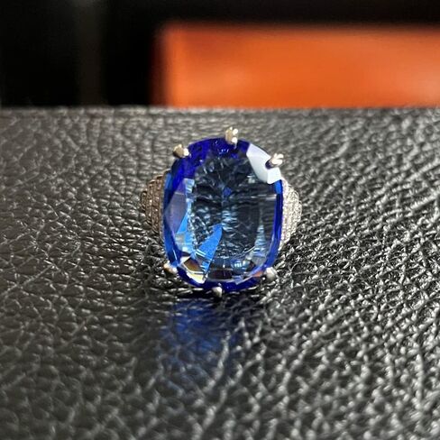 Big Oval Cut Engagement Ring,Blue Topaz Cubic Zirconia Birthstone Ring Statement Cocktail Rings Chunky Costume Jewelry for Women Size 6 to 10 in Saudi Arabia