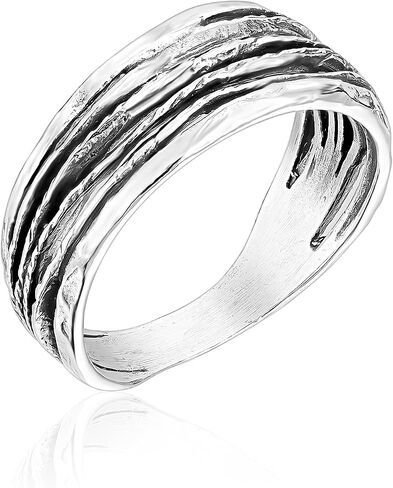 JEAN RACHEL JEWELRY 925 Sterling Silver Textured Wire Wrap Ring - Minimalist Multi-Strand Everyday Ring in Saudi Arabia