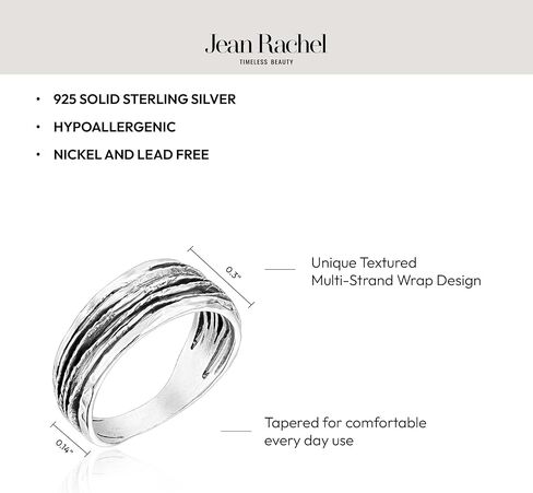 JEAN RACHEL JEWELRY 925 Sterling Silver Textured Wire Wrap Ring - Minimalist Multi-Strand Everyday Ring in Saudi Arabia