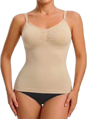 Compression Tanks for Women Tummy Control Body Shaper Tank Top Slimming Cami Tank V Neck Camisole in Kuwait