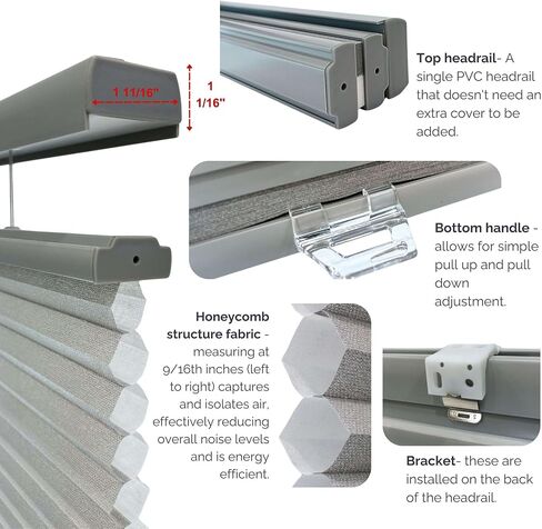 Linen Avenue Cordless Cellular Top Down Bottom Up Light Filtering Shade 19 W x 66 H, Platinum (Arrives 1/4" Narrower) in Saudi Arabia