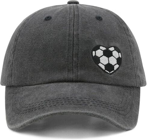 Waldeal Soccer Hat for Women Men, Gifts for Soccers Lovers, Adjustable Embroidered Heart Soccer Baseball Cap in Kuwait