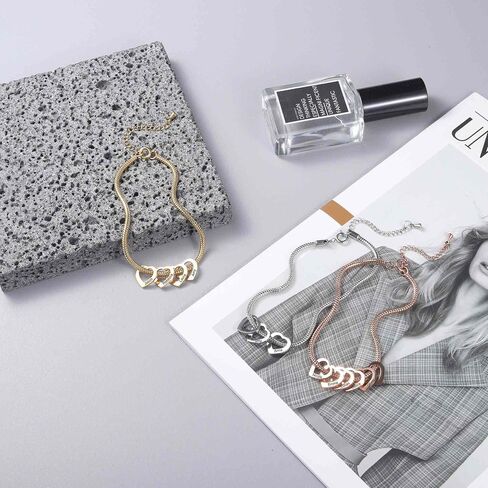 Personalized Charm Bracelet for Mom – Custom Name Bracelet with 1–20 Engraved Charms, Gift for Mother, Grandma, Wife (Gold, Silver, Rose Gold) in Saudi Arabia