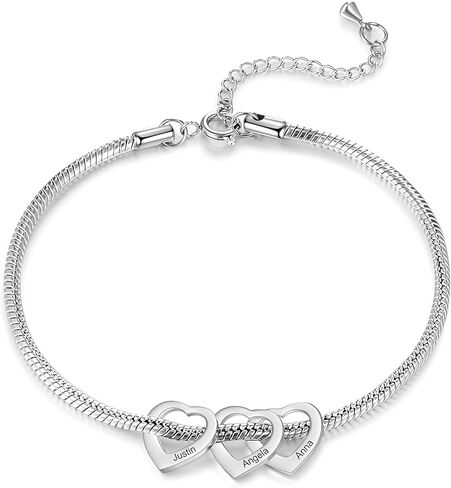 Personalized Charm Bracelet for Mom – Custom Name Bracelet with 1–20 Engraved Charms, Gift for Mother, Grandma, Wife (Gold, Silver, Rose Gold) in Saudi Arabia
