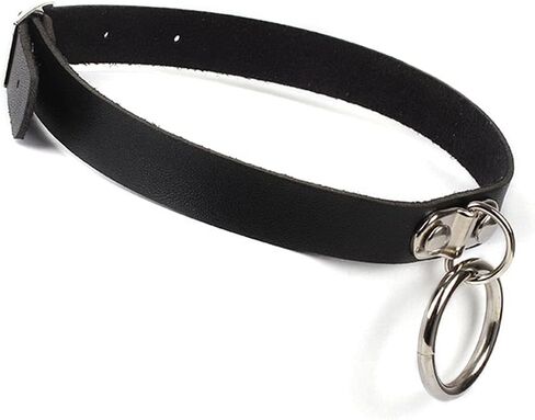 Gothic Choker Necklace Black Geometric Leather Collar Necklace Fashion Punk Jewelry for Women (Ring) in Saudi Arabia