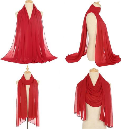 Large Lightweight Chiffon Scarves Women Breathable Soft Head Scarf Fashion Beach Sun-proof Shawls Wrap for Wedding in Saudi Arabia