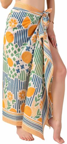 100% Cotton Sarong Cover Up for Women Indian Block Print Beach Wrap Skirt Long Boho Swimsuit Bikini Pareo (73" x 43") in Kuwait