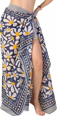 100% Cotton Sarong Cover Up for Women Indian Block Print Beach Wrap Skirt Long Boho Swimsuit Bikini Pareo (73" x 43") in Kuwait
