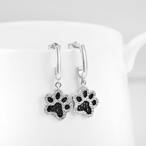 Paw Print Earrings for Women Sterling Silver Dog Cat Paw Drop Earring Puppy Paws Jewelry Gift for Dogs Lover Women Wife Sister Birtday Anniversary in Saudi Arabia