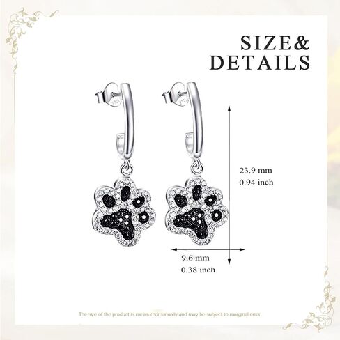 Paw Print Earrings for Women Sterling Silver Dog Cat Paw Drop Earring Puppy Paws Jewelry Gift for Dogs Lover Women Wife Sister Birtday Anniversary in Saudi Arabia