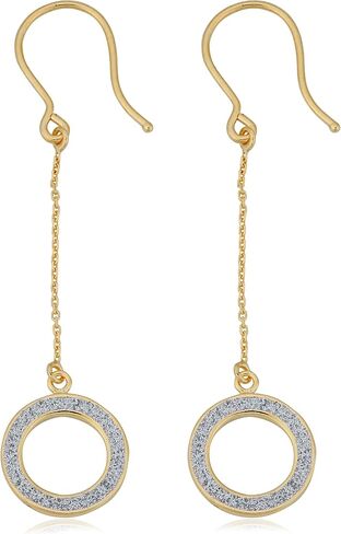 Kooljewelry 14k Yellow Gold Glittered Circle Dangle Earrings in Kuwait