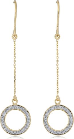 Kooljewelry 14k Yellow Gold Glittered Circle Dangle Earrings in Kuwait