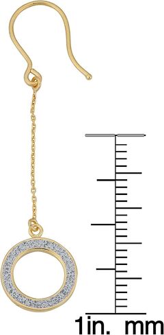 Kooljewelry 14k Yellow Gold Glittered Circle Dangle Earrings in Kuwait