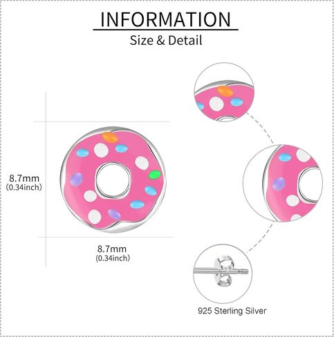 Donut Earrings 18K White Gold Plated Pink Donut Stud Earring Christmas Birthday Gifts for Women in Kuwait