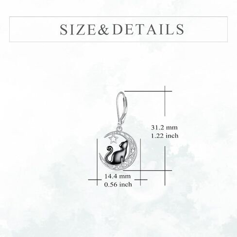 Cat Earrings 925 Sterling Silver Black Cat Earring with Moon Jewelry Birthday Gifts for Women in Saudi Arabia