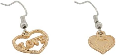 Sancticraft Gold Heart Dangle Earrings, Romantic Love Charm in Kuwait
