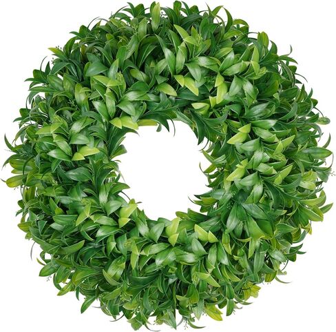 Vlorart 24 Inch Large Greenery Wreath for Front Door, Artificial Green Leaves Spring Summer Door Wreaths, Boxwood Wreath for Indoor Outdoor Farmhouse Home Wall Window Wedding Decor All Season Wreaths in Saudi Arabia