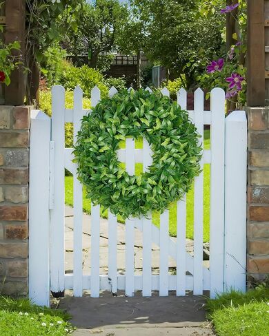 Vlorart 24 Inch Large Greenery Wreath for Front Door, Artificial Green Leaves Spring Summer Door Wreaths, Boxwood Wreath for Indoor Outdoor Farmhouse Home Wall Window Wedding Decor All Season Wreaths in Saudi Arabia