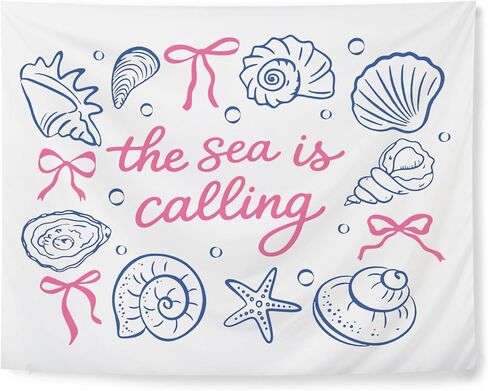 OJMFHEGEE Christian Beach Tapestry 50x60 Inches, Religious Bible Verse Coastal Starfish Seashell Blue Striped Tapestries Wall Hanging Decor for Church Home Bedroom Living Room in Saudi Arabia