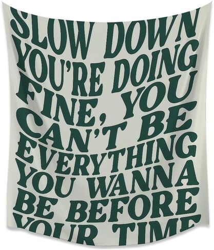 Medpol Slow Down You're Doing Fine Wall Tapestry Green Motivational Decorative Wall Tapestry Trendy Inspirational Quotes Tapestries for Office Home Preppy Dorm Decor Aesthetic 24x36inch in Saudi Arabia