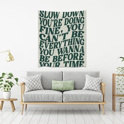 Medpol Slow Down You're Doing Fine Wall Tapestry Green Motivational Decorative Wall Tapestry Trendy Inspirational Quotes Tapestries for Office Home Preppy Dorm Decor Aesthetic 24x36inch in Saudi Arabia