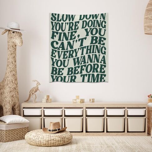 Medpol Slow Down You're Doing Fine Wall Tapestry Green Motivational Decorative Wall Tapestry Trendy Inspirational Quotes Tapestries for Office Home Preppy Dorm Decor Aesthetic 24x36inch in Saudi Arabia