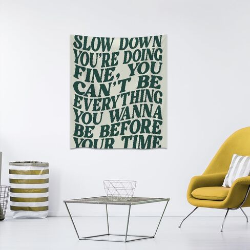 Medpol Slow Down You're Doing Fine Wall Tapestry Green Motivational Decorative Wall Tapestry Trendy Inspirational Quotes Tapestries for Office Home Preppy Dorm Decor Aesthetic 24x36inch in Saudi Arabia